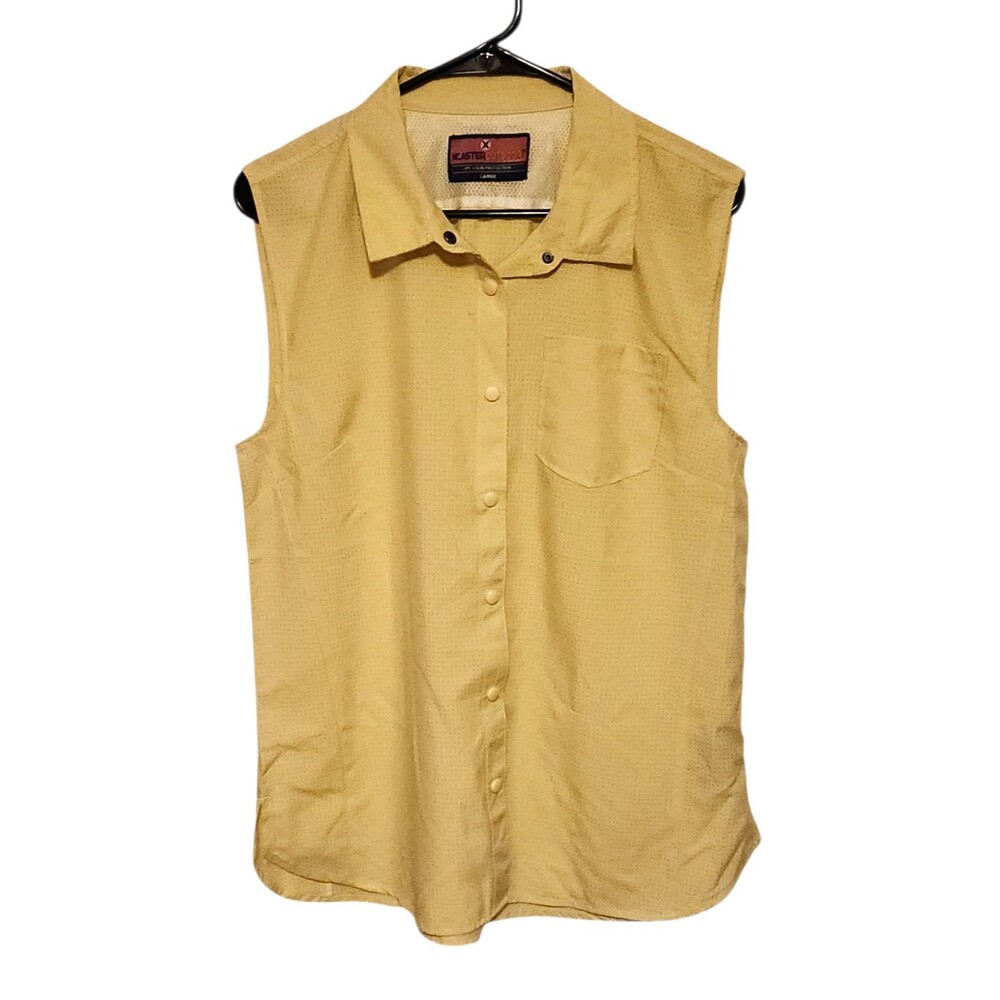 XCaster Outdoors Sleeveless Shirt Vented UPF Protection Yellow Womens Size Large